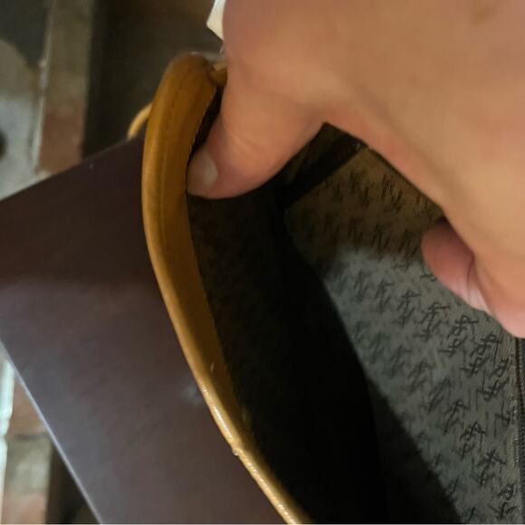 Authentic YSL Yves Saint Laurent Vintage Triangle Logo Brown Crossbody Bag - Picture 4 of 5